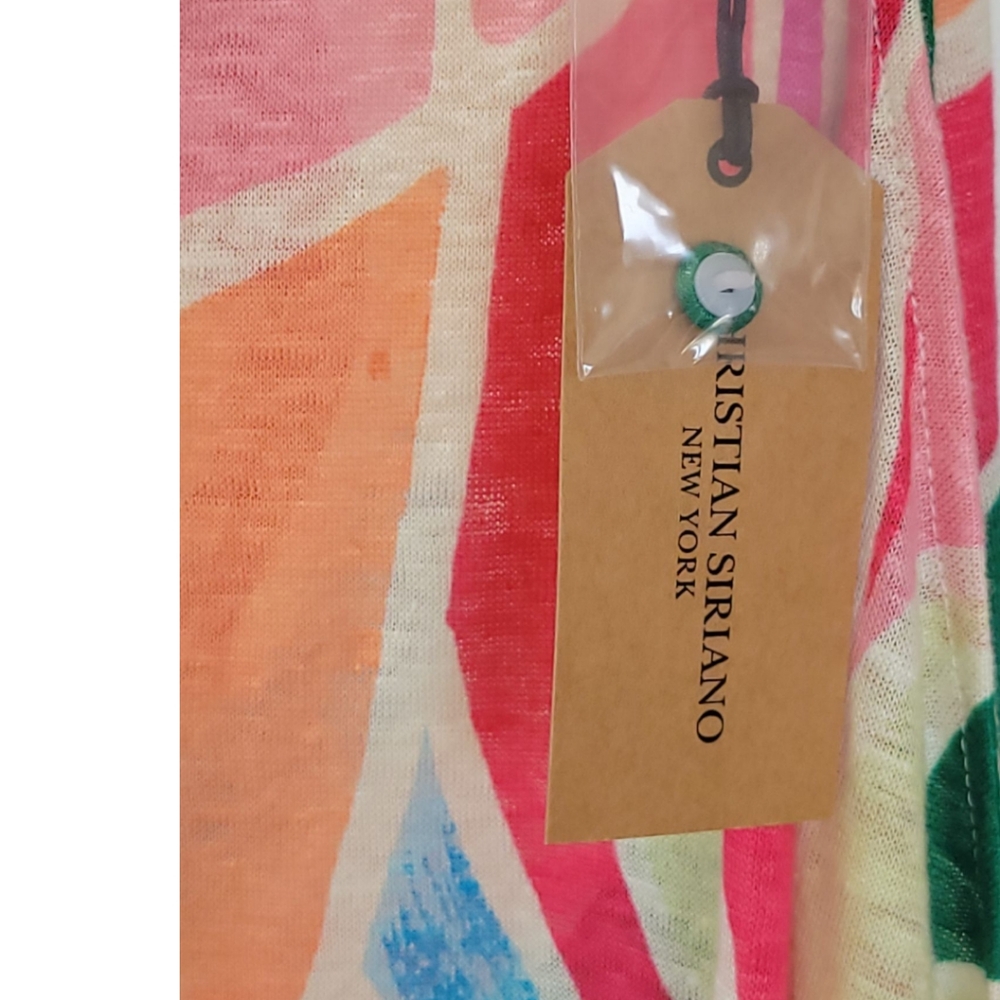 NWT Christian Siriano Linen Sleeveless Tank Top 3X Multicolor Artsy Boho - Picture 7 of 12